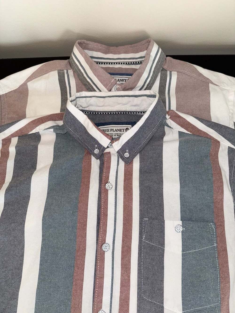 Bundle of 2 Free Planet Striped Short Sleeve Shirt-L